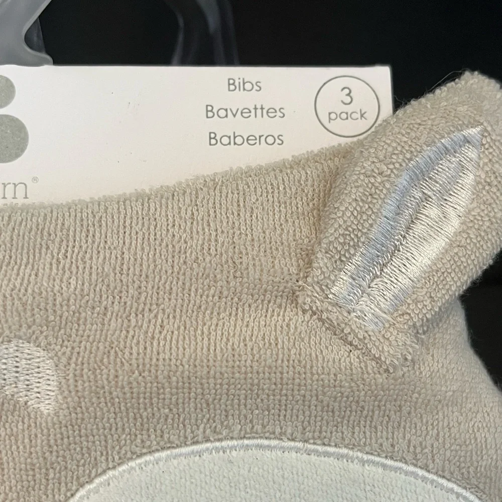 BNWT Just Born Tan and Cream Animal Baby Bibs - 3 Pack